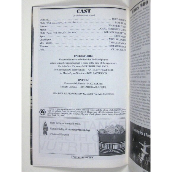 1984 Pride Playbill June 2017 George Orwell Tom Sturridge Olivia Wilde Birney - Picture 6 of 8